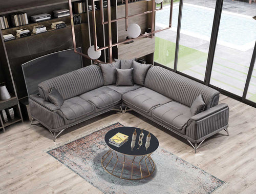 Colțar Extensibil 6 locuri MAGNUM 300 x 260 cm , material: Catifea, picioarelor: metal , din sus