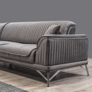 Colțar Extensibil 6 locuri MAGNUM 300 x 260 cm , material: Catifea, picioarelor: metal , detalie din lateral