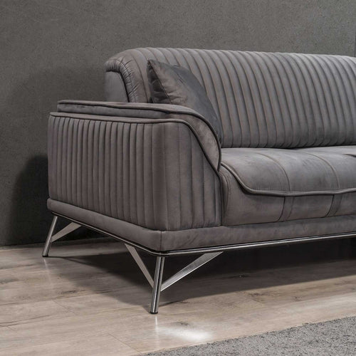 Colțar Extensibil 6 locuri MAGNUM 300 x 260 cm , material: Catifea, picioarelor: metal , detalie din stanga