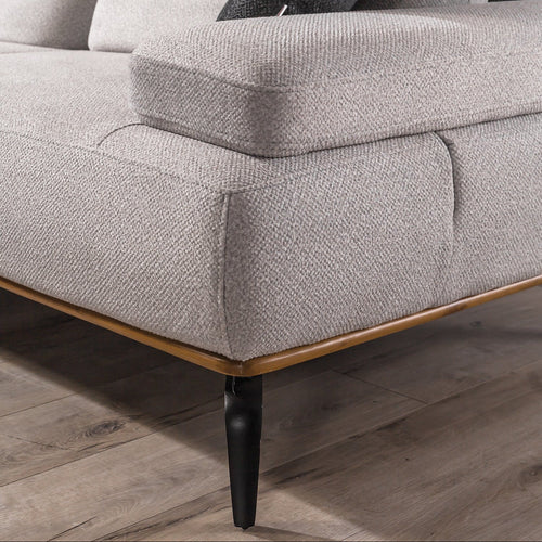 Canapea extensibilă cu suport pentru picioare META, material: Stofa  , piciore metal, detalie din lateral