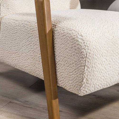 Fotoliu PANDA din textură modernă bouclepicioarelor Lemn  detalie din stanga