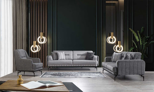 Canapea extensibilă 3 locuri PIANIST 227 cm, material:  țesătură , picioarelor;Metal, setul 2 canapele 1 fotoliu