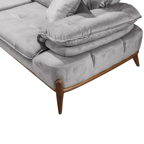 Canapea extensibilă GALAXY , Tip material:&nbsp;Catifea exclusivă, Tipul picioarelor: Lemn ,   detalie