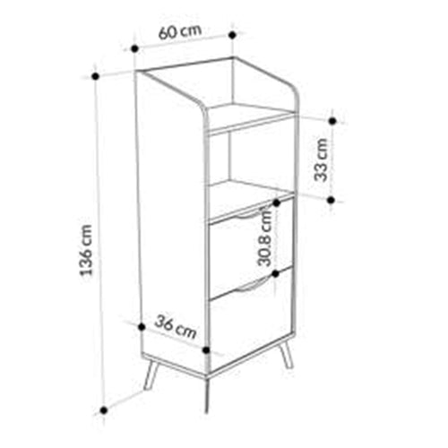 Comodă NELL 2 rafturi 2 sertare 60 x 136 cm, Opțiuni culoare - Maroom