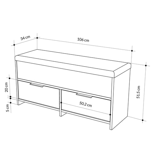 Banchetă cu depozitare LOGAN perna pentru șezut 3 uși 106 cm, Opțiuni culoare - Maroom