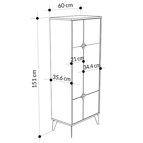 Comodă DIAMOND 4 uși 60 x 151 cm, Opțiuni culoare - Maroom