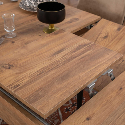 Set masă extensibilă ORBIT cu 6 scaune, 173 ( 208 ) x 90 cm - Maroom