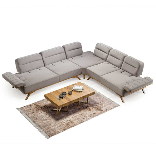 Colțar Extensibil 6 locuri AVIVA 305 x 305 cm, material: Catifea exclusivă, picioarelor: Lemn, din sus , extensibila detalie