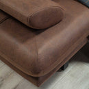 Colțar Extensibil 6 locuri TERRA 305 x 270 cm , Țesătură cu aspect de piele, Tipul picioarelor: Metal , detalie    din sus