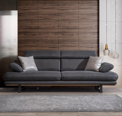 Canapea extensibilă TERRA, Țesătură cu aspect de piele, Tipul picioarelor: Metal , din fata