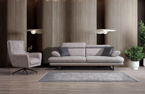 Fotoliu TERRA 77 cm, Țesătură cu aspect de piele, Tipul picioarelor: Metal , 1 canapea 1 fotoliu