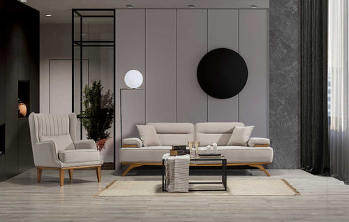 Fotoliu AVIVA fotoliu material Țesătură , picioarelor: Lemn, 1 canapea 1 fotoliu