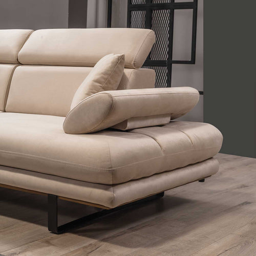 Colțar Extensibil 6 locuri TERRA 305 x 270 cm , Țesătură cu aspect de piele, Tipul picioarelor: Metal , detalie