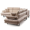 Colțar Extensibil 6 locuri TERRA 305 x 270 cm , Țesătură cu aspect de piele, Tipul picioarelor: Metal , detalie     din lateral