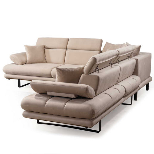 Colțar Extensibil 6 locuri TERRA 305 x 270 cm , Țesătură cu aspect de piele, Tipul picioarelor: Metal , detalie     din lateral