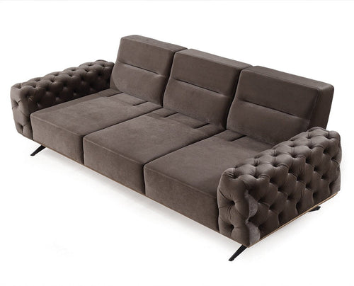 Canapea extensibilă 4 locuri HAVANA 265 cm, catifea țesătură aspect piele, Tipul picioarelor:Metal  , extensibila detaliu