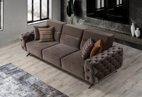 Canapea extensibilă 4 locuri HAVANA 265 cm, catifea țesătură aspect piele, Tipul picioarelor:Metal