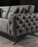 Canapea extensibilă 4 locuri HAVANA 265 cm, catifea țesătură aspect piele, Tipul picioarelor:Metal  , detaliu