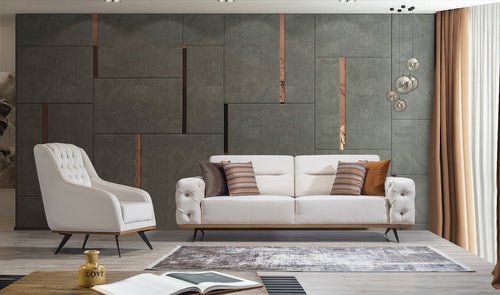 Canapea extensibilă 4 locuri HAVANA 265 cm, catifea țesătură aspect piele, Tipul picioarelor:Metal , extensibila detaliu 1 fotoliu 1 canapele