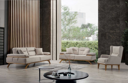 Fotoliu AVIVA fotoliu material Țesătură , picioarelor: Lemn, 2 canapele 1 fotoliu