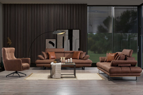 Fotoliu TERRA 77 cm, Țesătură cu aspect de piele, Tipul picioarelor: Metal ,   2 canapele 1 fotoliu