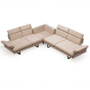 Colțar Extensibil 6 locuri TERRA 305 x 270 cm , Țesătură cu aspect de piele, Tipul picioarelor: Metal , detalie     din sus