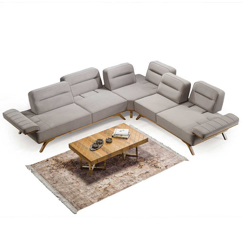 Colțar Extensibil 6 locuri AVIVA 305 x 305 cm, material: Catifea exclusivă, picioarelor: Lemn, din sus , extensibila detalie