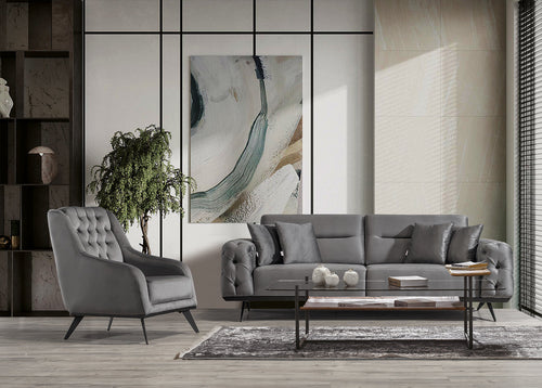 Canapea extensibilă 4 locuri HAVANA 265 cm, catifea țesătură aspect piele, Tipul picioarelor:Metal , extensibila detaliu 1 fotoliu 1 canapele