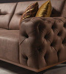 Canapea extensibilă 4 locuri HAVANA 265 cm, catifea țesătură aspect piele, Tipul picioarelor:Metal  , detaliu