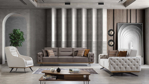 Canapea extensibilă 4 locuri HAVANA 265 cm, catifea țesătură aspect piele, Tipul picioarelor:Metal