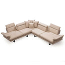 Colțar Extensibil 6 locuri TERRA 305 x 270 cm , Țesătură cu aspect de piele, Tipul picioarelor: Metal , detalie     din sus