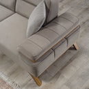 Colțar Extensibil 6 locuri AVIVA 305 x 305 cm, material: Catifea exclusivă, picioarelor: Lemn, detalie din sus