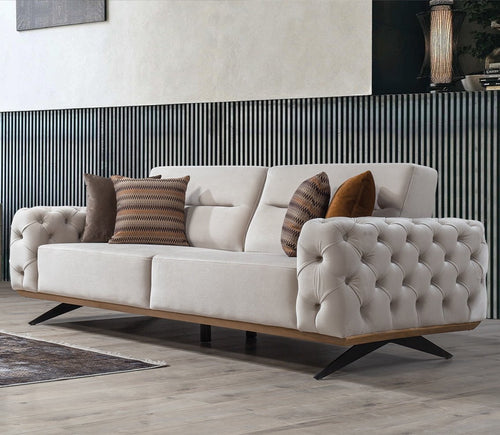 Canapea extensibilă 4 locuri HAVANA 265 cm, catifea țesătură aspect piele, Tipul picioarelor:Metal