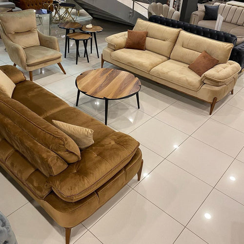 Canapea extensibilă GALAXY , Tip material:&nbsp;Catifea exclusivă, Tipul picioarelor: Lemn , 2 canapea 1 fotoliu  