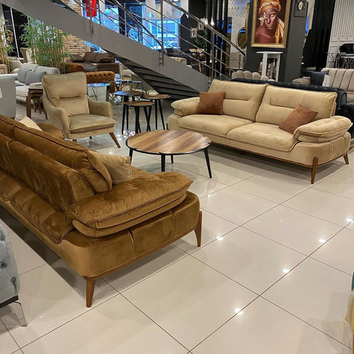 Canapea extensibilă GALAXY , Tip material:&nbsp;Catifea exclusivă, Tipul picioarelor: Lemn , 2 canapea 1 fotoliu  