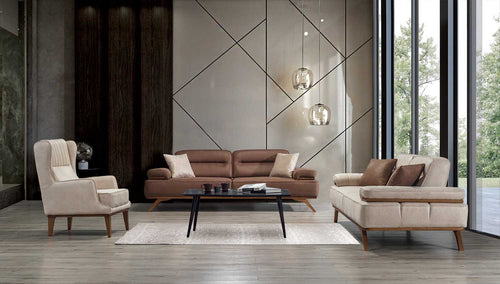 Canapea extensibilă 3 locuri AVIVA lemn picioare  textura Catifea    extensibila setul cu fotoliu