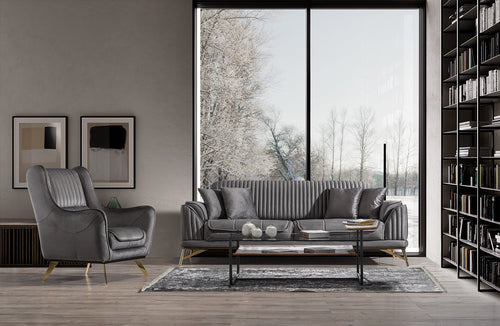 Fotoliu MAGNUM 82 cm, material: Catifea, picioarelor: Metal sau lemn   , 1 canapea  1 fotoliu