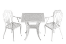 Set scaune și o masă alb SARDEGNA, ideal pentru terase, grădini, cafenele și restaurante. Design elegant, material rezistent la intemperii, protecție UV și durabilitate sporită.