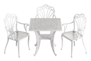 Set scaune și o masă alb SARDEGNA, ideal pentru terase, grădini, cafenele și restaurante. Design elegant, material rezistent la intemperii, protecție UV și durabilitate sporită.