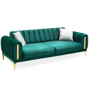 Canapea extensibilă 3 locuri EMERALD NW 215 cm, material:Catifea, picioarelor: Auriu