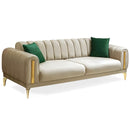 Canapea extensibilă 3 locuri EMERALD NW 215 cm, material:Catifea, picioarelor: auriu,