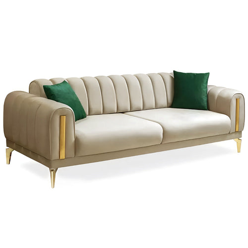 Canapea extensibilă 3 locuri EMERALD NW 215 cm, material:Catifea, picioarelor: auriu,