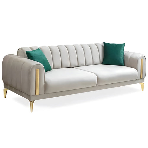 Canapea extensibilă 3 locuri EMERALD NW 215 cm, material:Catifea, picioarelor: auriu,