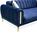 Canapea extensibilă 3 locuri EMERALD NW 215 cm, material:Catifea, picioarelor: auriu,  detalie