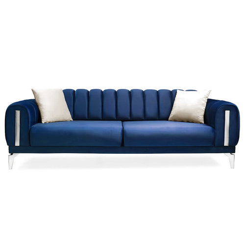 Canapea extensibilă 3 locuri EMERALD NW 215 cm, material:Catifea, picioarelor: silver,  din fata