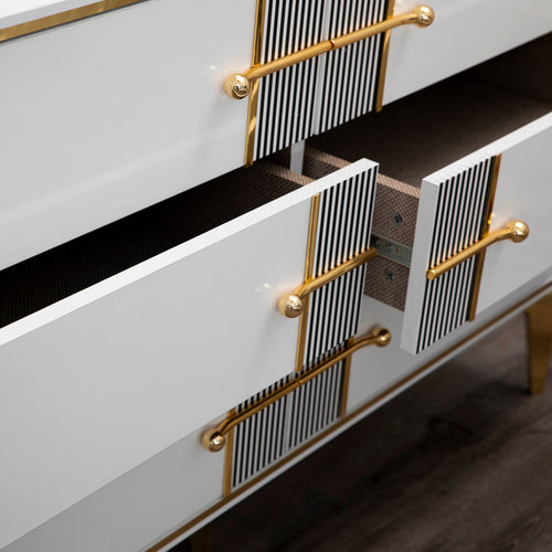 Comodă LOTTO 6 sertare 130 x 81 cm, Alb