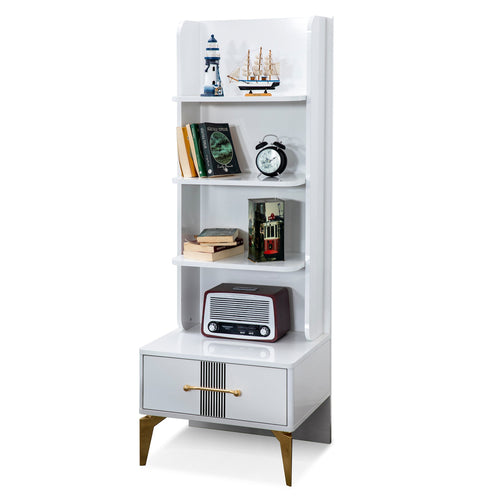 Bibliotecă LOTTO 4 rafturi 1 sertar 59 x 165 cm, Alb