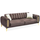 Canapea extensibilă 3 locuri EMERALD NW 215 cm, material:Catifea, picioarelor: auriu,