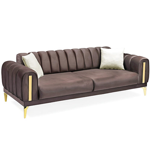 Canapea extensibilă 3 locuri EMERALD NW 215 cm, material:Catifea, picioarelor: auriu,