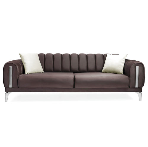 Canapea extensibilă 3 locuri EMERALD NW 215 cm, material:Catifea, picioarelor: silver,  din fata